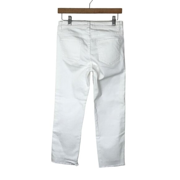 AMO White 5 Pocket Mid Rise Slim Fit Lightly Distressed Raw Hem Jeans Size 27 - Picture 6 of 9